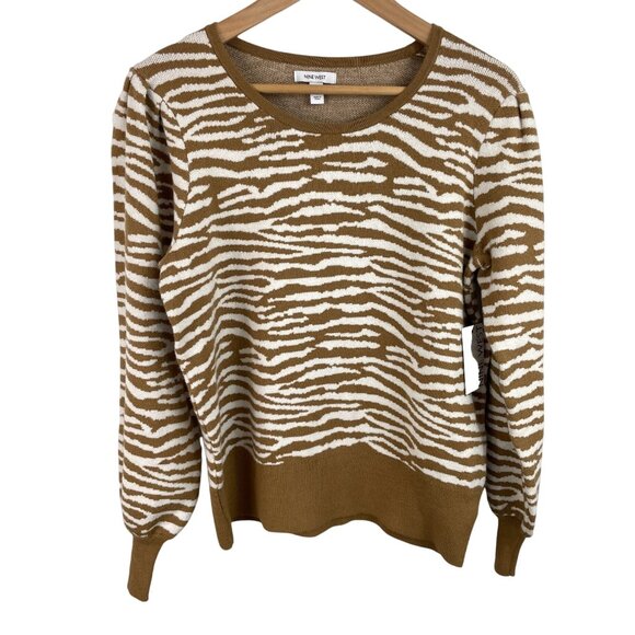 Nine West Sweaters - Nine West Womens Size Large Brown & White Animal Print Long Sleeve Sweater